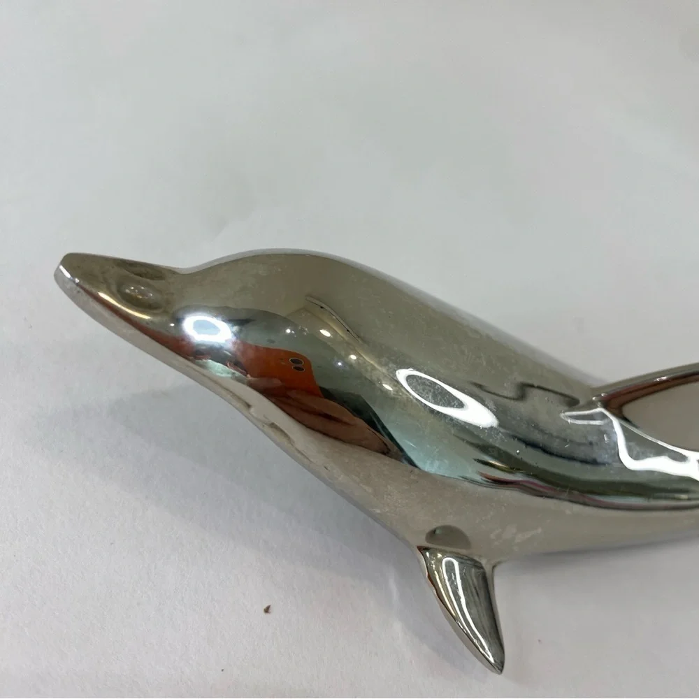 Vintage Barware Silver Tone Metal Dolphin Bottle Opener Coastal Beach-House